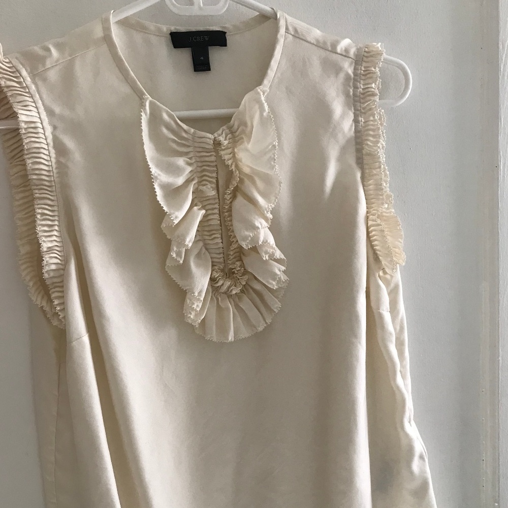 J. Crew Ivory Sleeveless Silk Blouse